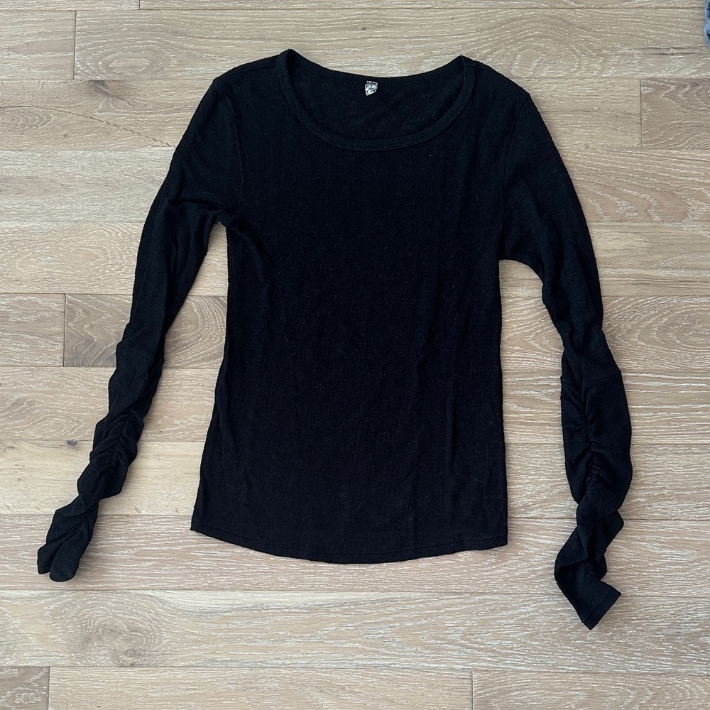 Free People Black Long Sleeve Top
